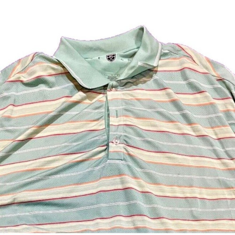 NIKE GOLF Women's Large Green Stripe Short Sleeve Collared Polo Style Dress